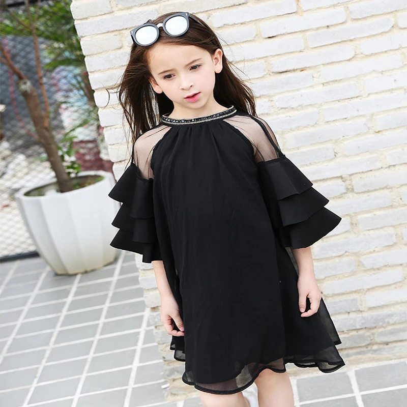 Летнее платье для девочек детские платья с длинным рукавом Элегантное