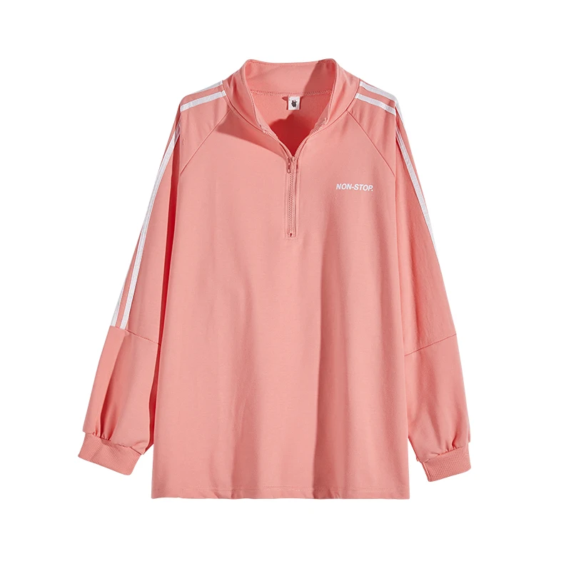 

Vintage Sweater Women's Thin Loose Korean Style Ins Idle Style BF Stand Collar Sports Jacket for Spring and Autumn 2020