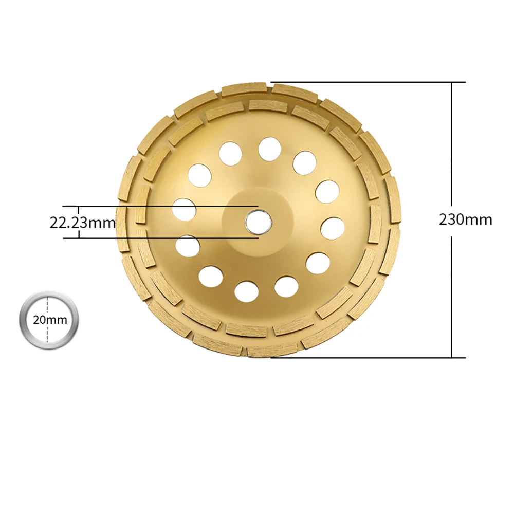 230MM Concrete Diamond Double Row Grinding Wheel Marble Granite Angle Grinder Tool 9 Inch Sanding Disc Aperture 20MM/22.23MM | Инструменты
