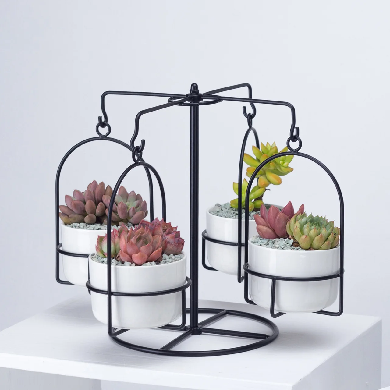 Креативные карусели круглые керамические 4 * цветочные горшки цветочный горшок