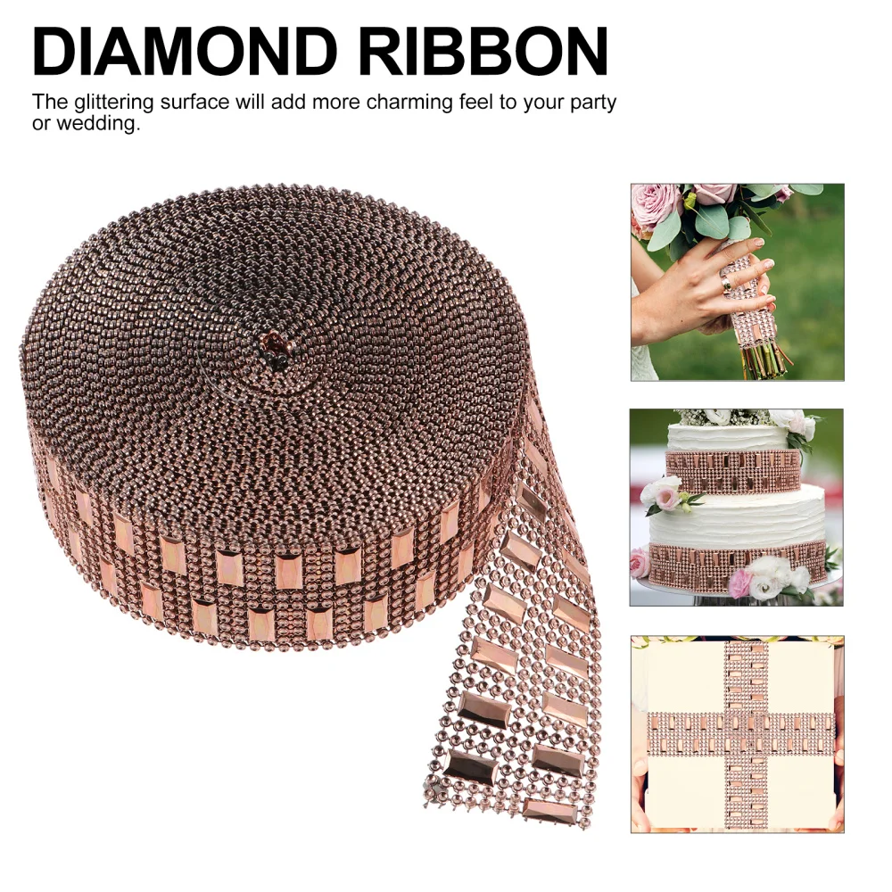 

1 Roll Pretty 8-Row Rhinestone Ribbon Sparkling Mesh Ribbon for Arts Craft