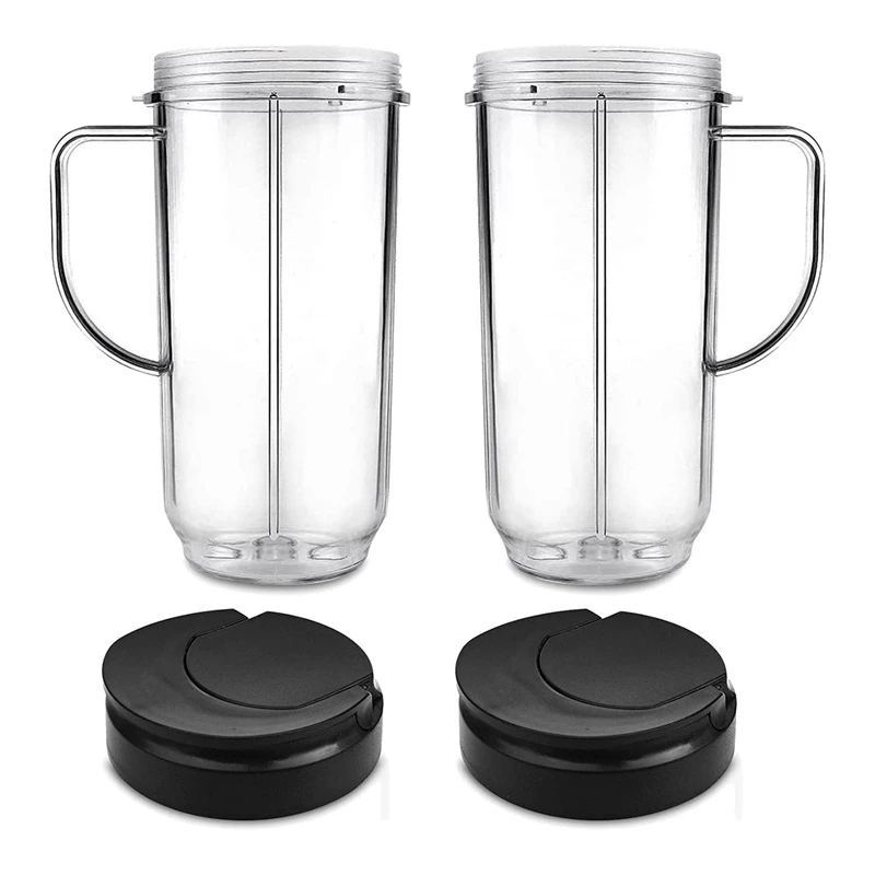 

2 Pack 22Oz Replacement Tall Mug Cup with Flip Top to Go Lids, Fit for 250W Magic Mugs & Cups Blender Juicer Mixer