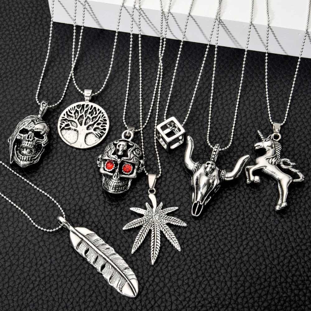 Колье в стиле хип хоп для мужчин и женщин украшение виде единорога листка дерева