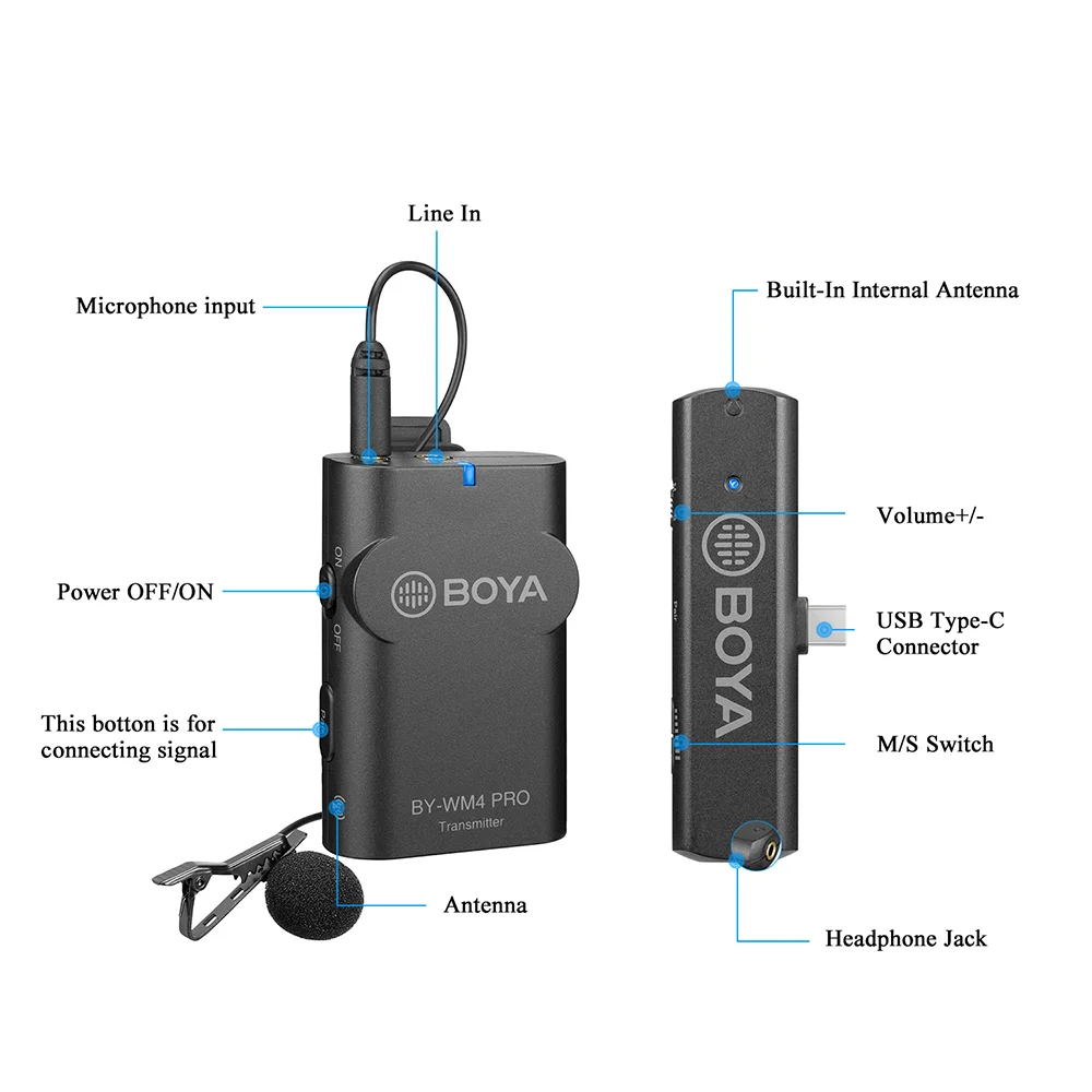 BOYA BY-WM4 PRO K5 2 4 ГГц Беспроводная микрофонная система смартфоны видео микрофон для