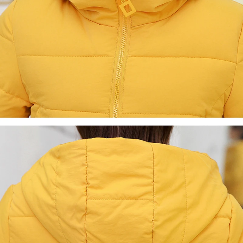 2022 Autumn Winter Women Fashion Coats Down Cotton-padded Parkas Ladies Short Jackets Solid Striped Female Bomber Hooded Jackets
