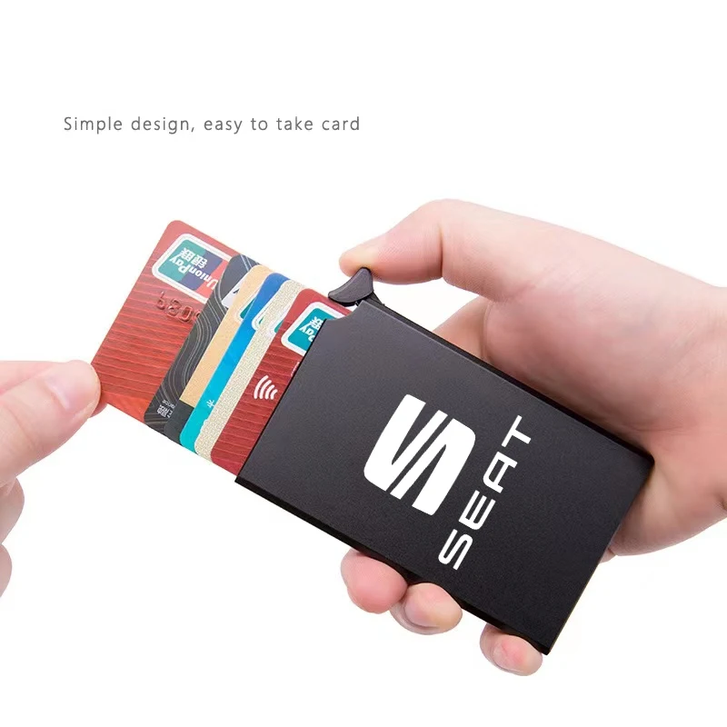 

For Seat Leon FR Mk2 Mk3 Car Anti-theft ID Credit Card Holder Porte Carte Thin Aluminium Metal Wallets Women Men Credit Card Box