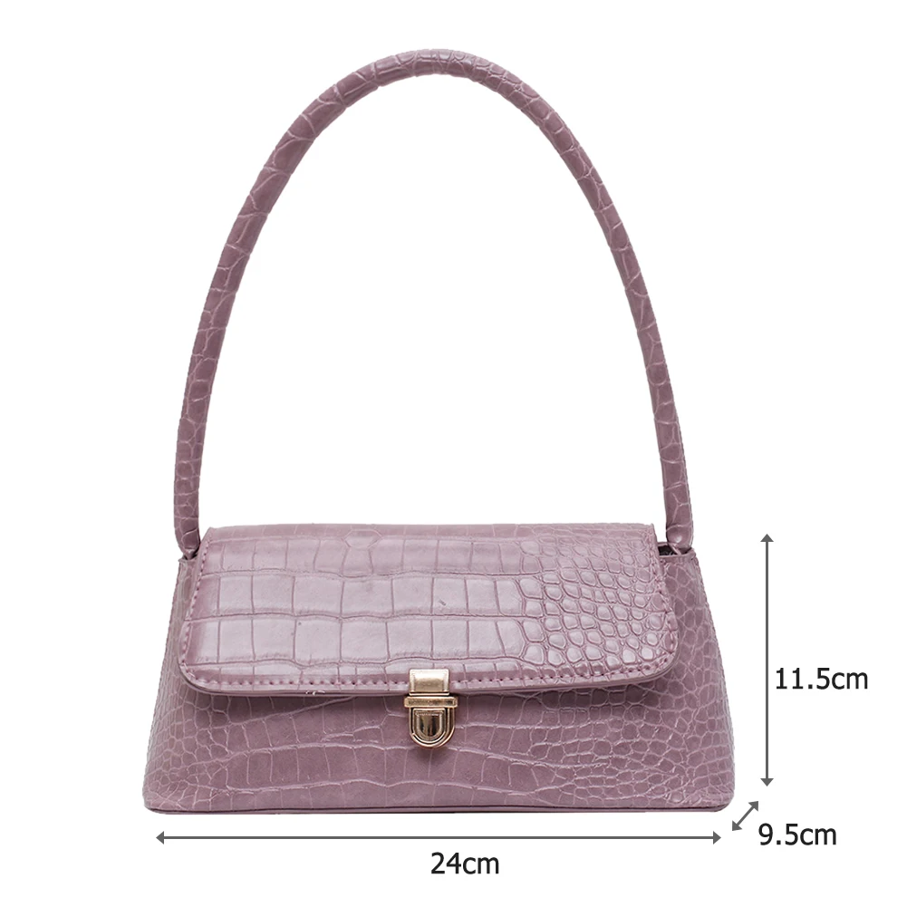 

Alligator Pattern Small Shoulder Bags For Women 2021 PU Leather Underarm Bag bolsa feminina Female Baguette Bags Lock Purses