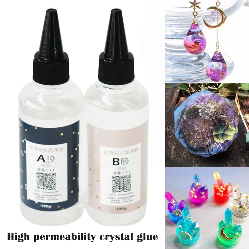 

Jewelry Making Resin Epoxy 1:1 AB Crystal Glue High Adhesive Solvent Resistance Anti-yellow Accessories Tool Transparent HANW88