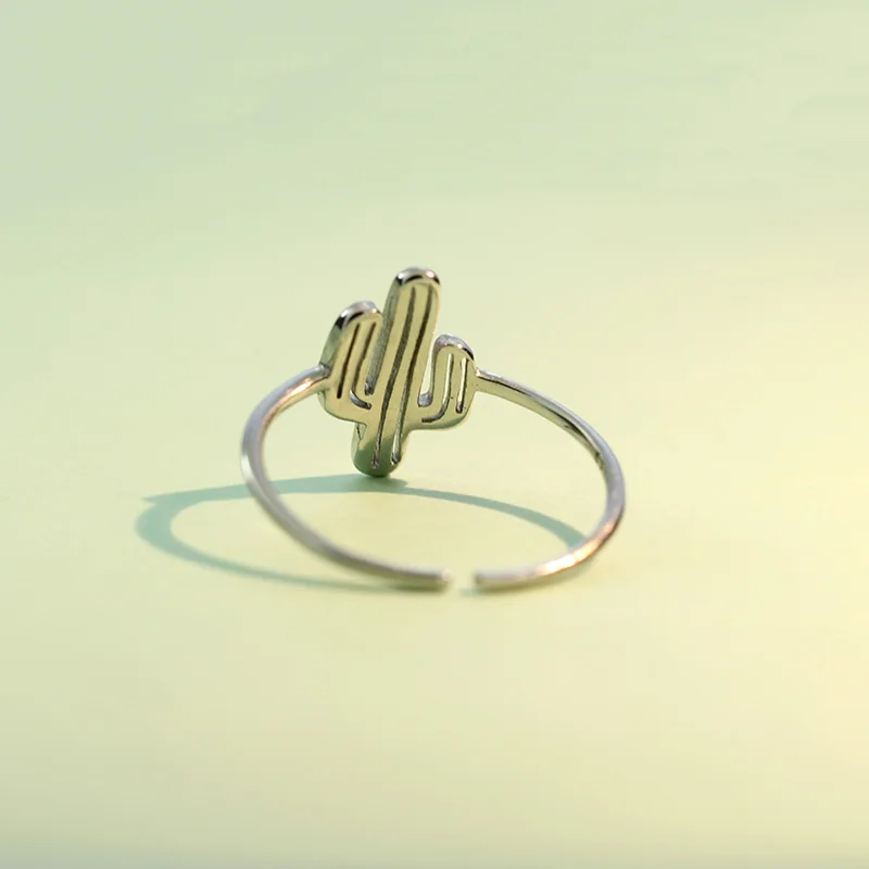 Женское кольцо С КАКТУСОМ Trustdavis регулируемое из настоящего серебра 925 пробы для