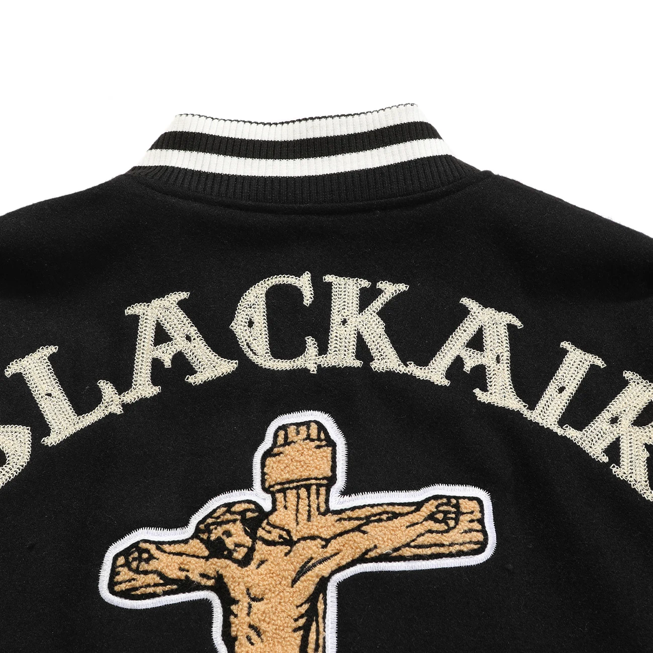 

Casual Hip Hop Streetwear Cross Jesus Crucified Embroidery Varsity Jacket Men Patchwork Bomber Ieather Harajuku Baseball Coat
