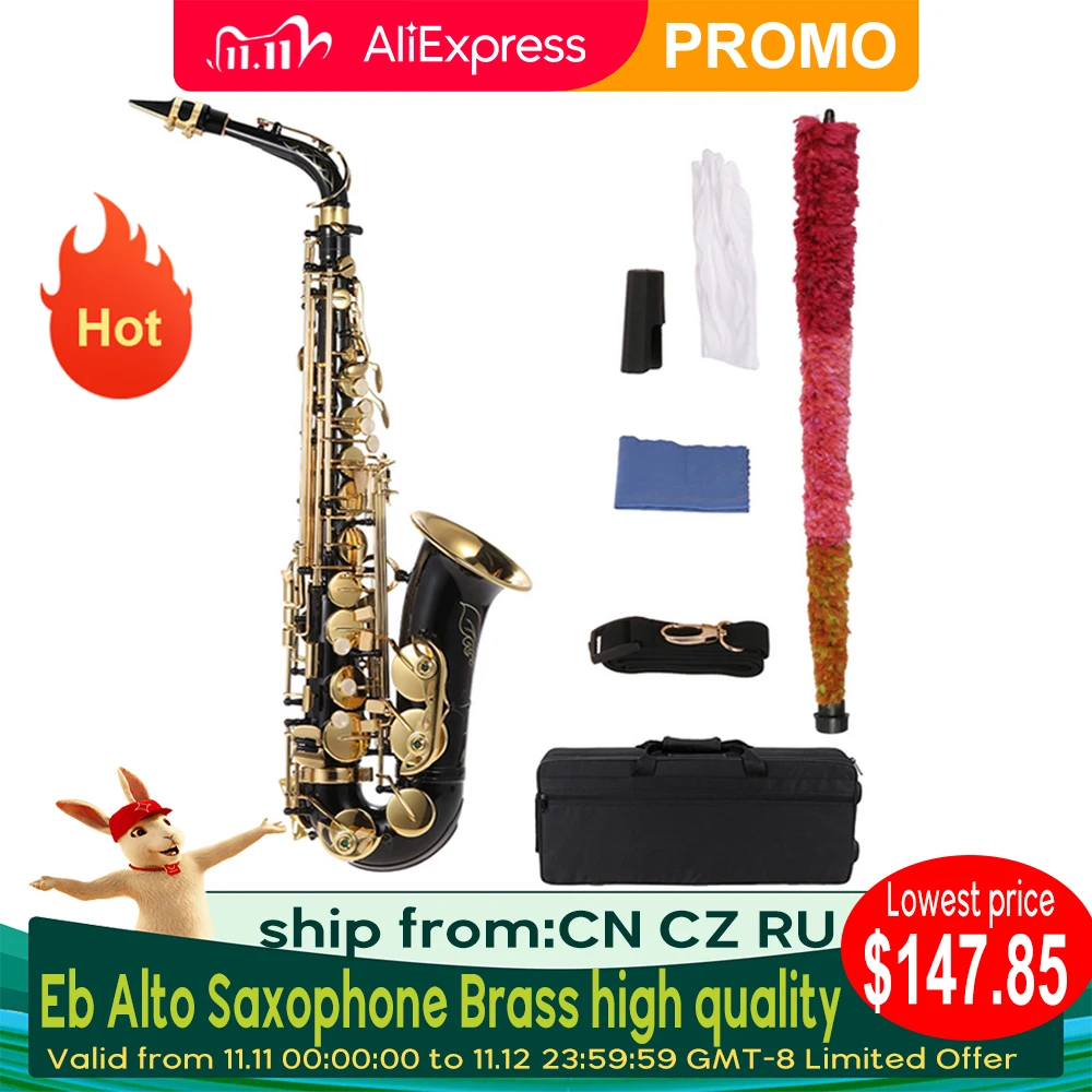 

ammoon Eb Alto Saxophone Brass Lacquered Gold E Flat Sax 82Z Key Type Woodwind Instrument high quality In stock with Accessories