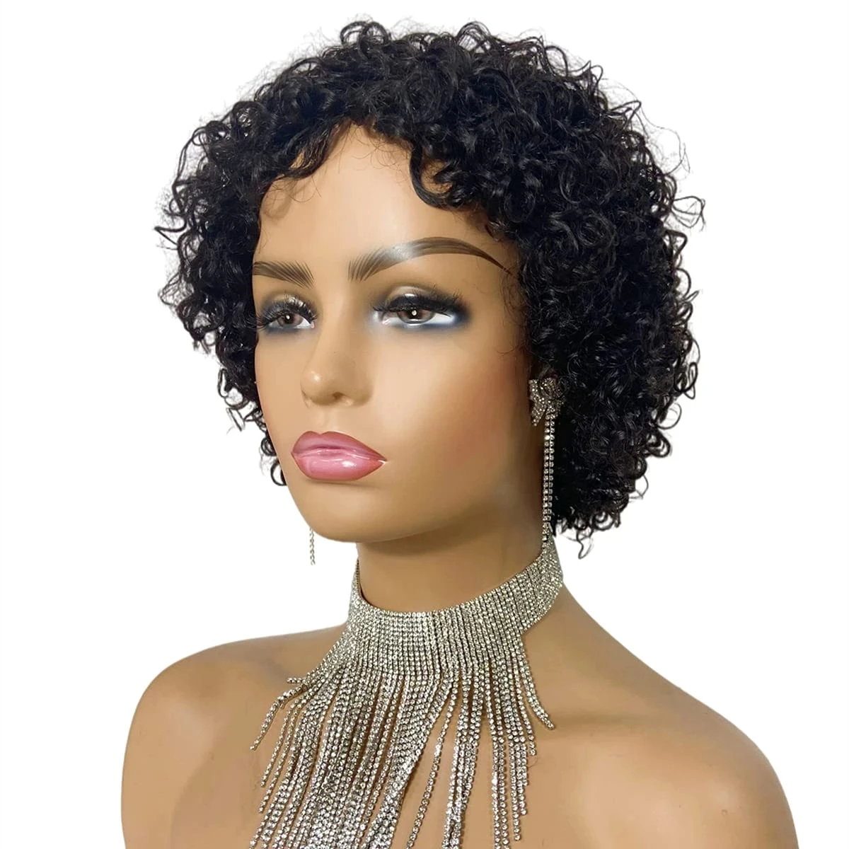pixie cut short curly human hair wigs deep wave wig kinky brazilian Cheap Human Hair Wig |