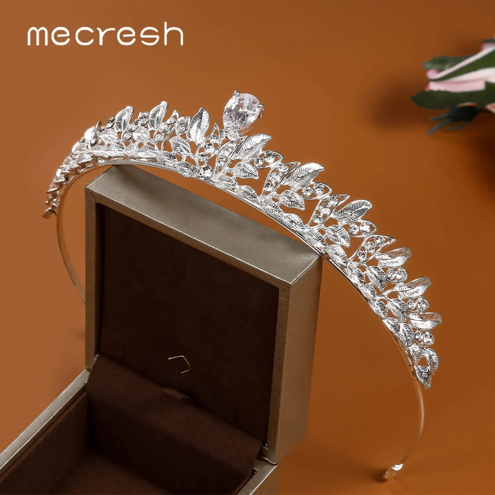 Mecresh листья циркона короны невесты тиары Кристалл Quinceanera для конкурса