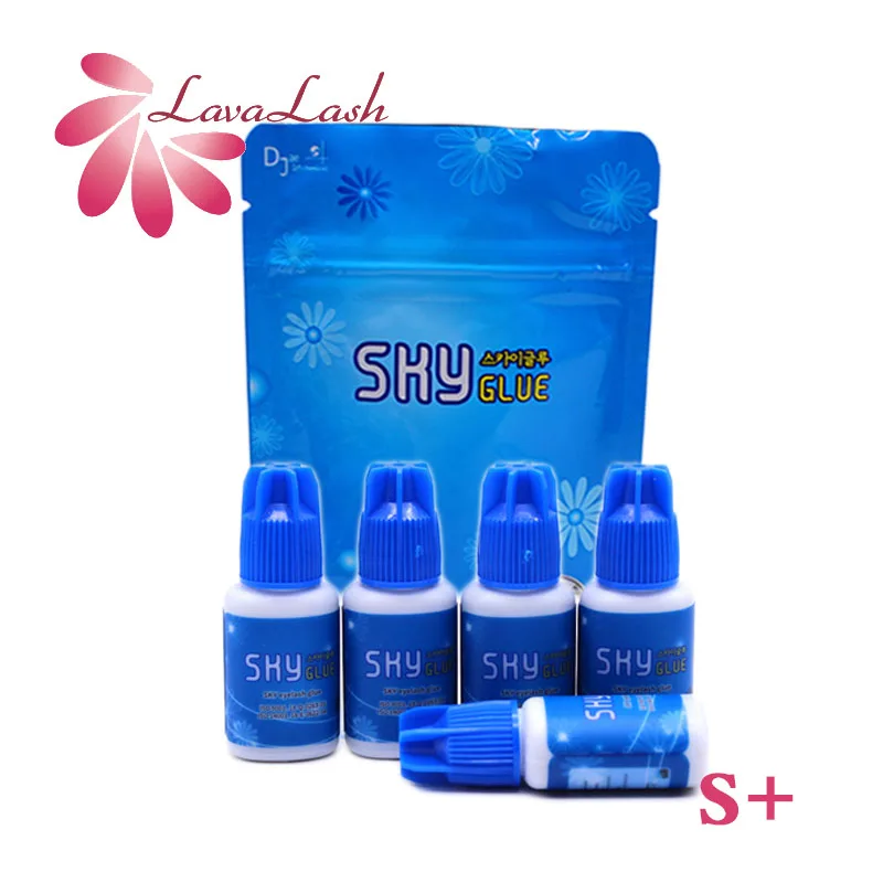 

5 Bottles SKY Glue for Eyelash Extension Korea Original Sky Plus 5ml Blue Cap Beauty Shop Makeups Tools Lasting with Sealed Bag
