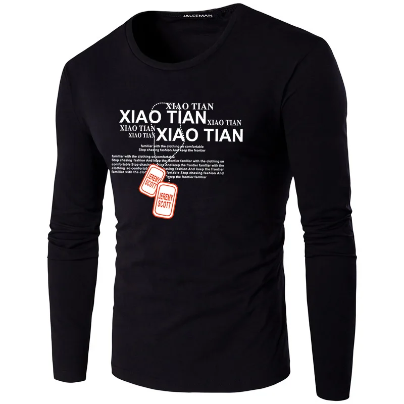 2018 Новые мужские футболки с длинными рукавами из чистого хлопка модные брендовые