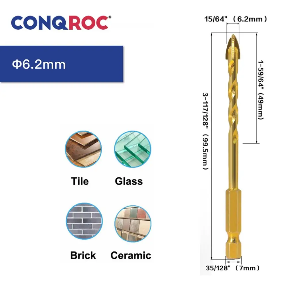 5 шт. сверло для стеклянной плитки крестовая головка карбид вольфрама с