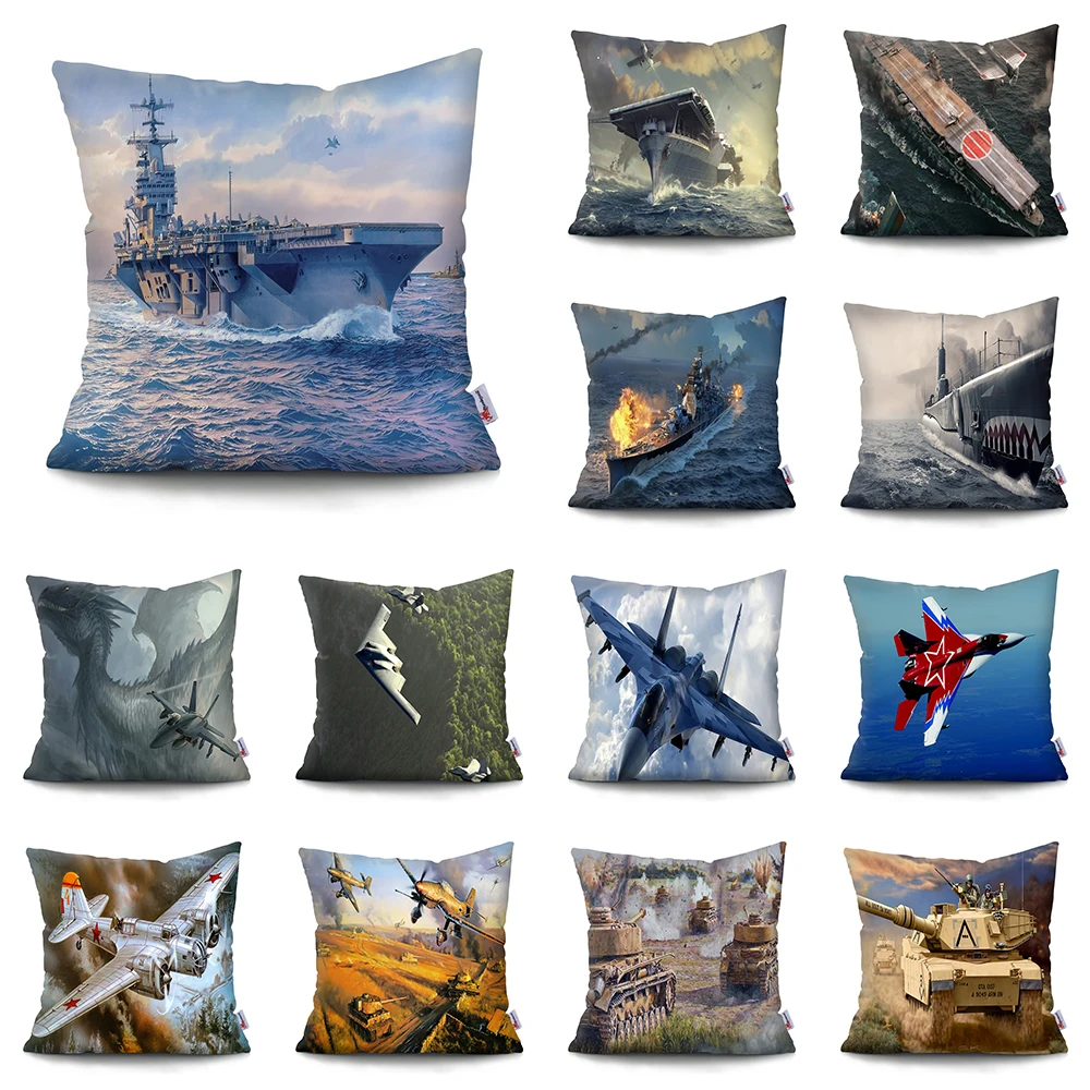 

Double-sided printing cushion cover Super Soft Short Plush Tank Car Cushion Covers Home Decoration Pillowcase Pillows Cases