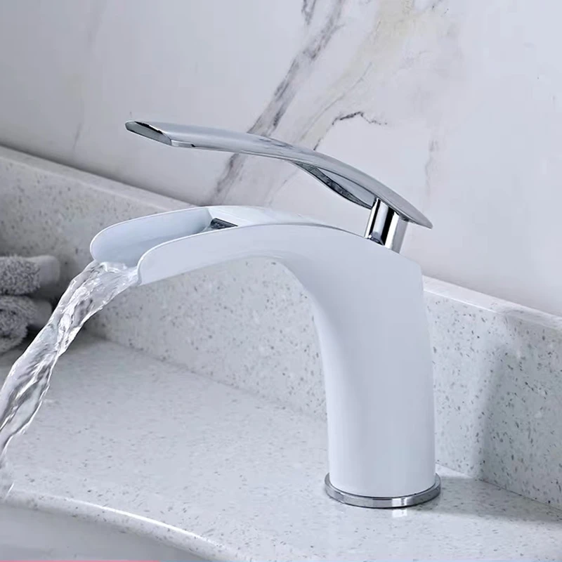 WZLY Bathroom Basin Faucets White Brass Open Type Waterfall Mixer Tap Cold Hot Water Sink torneiras do banheiro | Обустройство дома