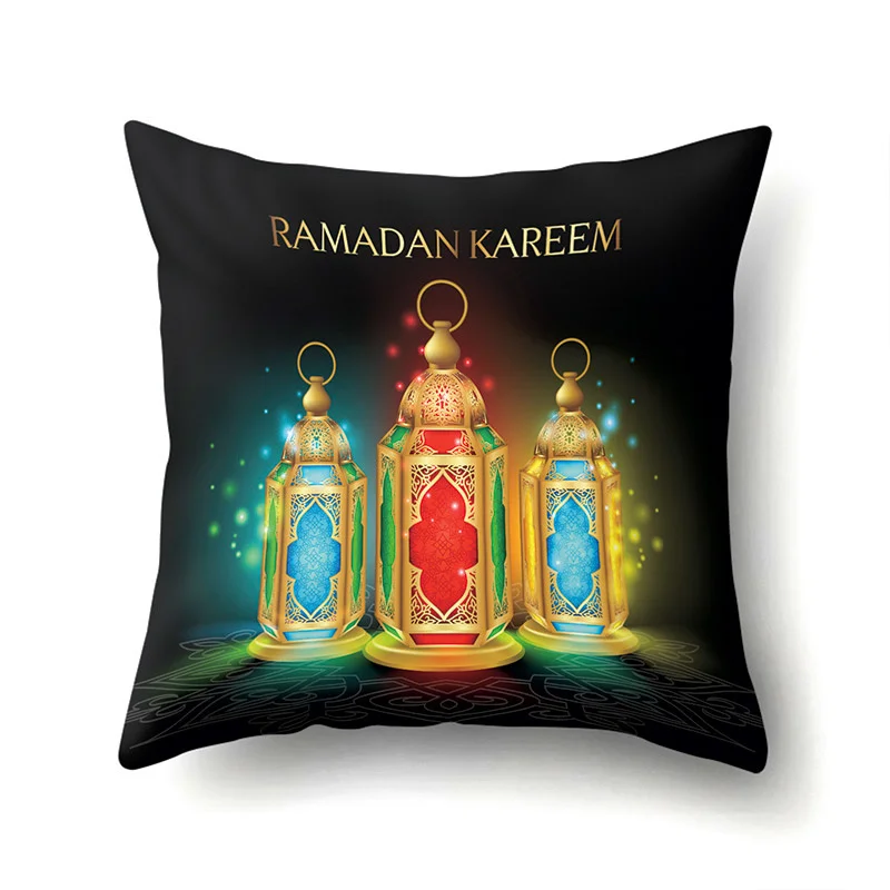 

Ramadan Decoration Eid Mubarak Moon Mosque Polyester Cushion Cover Decorative Cushions Pillow for sofa Living Room Cushion 40832