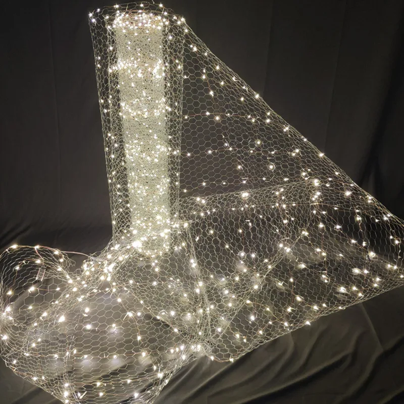 

Wedding Ceiling Decoration Centerpieces LED Wire Meshes Light String Star Net Rice Lamp Party Window Hotel Ornament