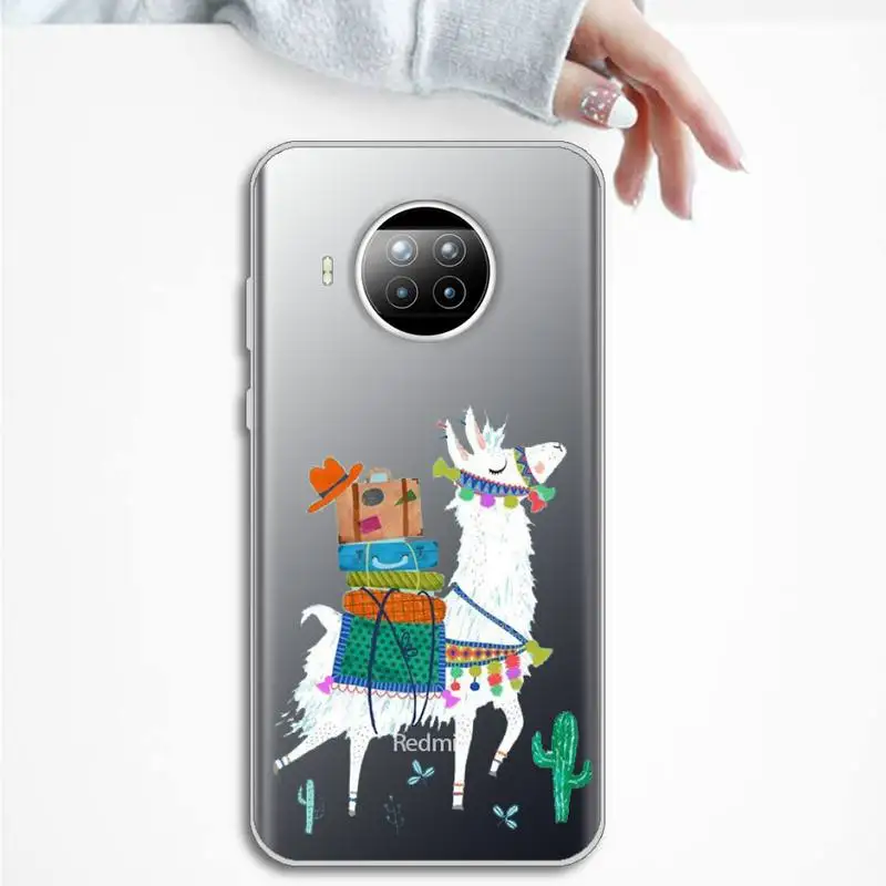

Kawaii Cute Llama Alpaca Phone Case Transparent Clear for Xiaomi Redmi note 10 t 8 9 pro lite 11