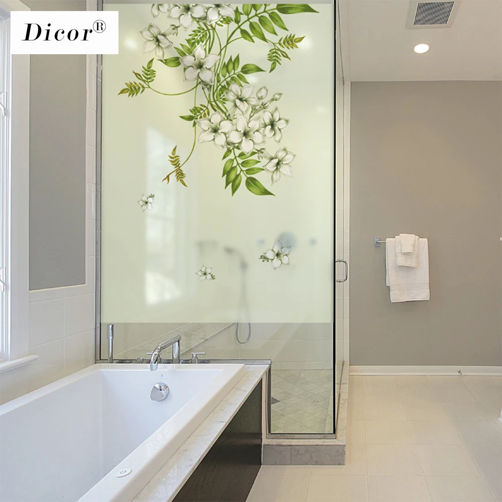 Антистатическая липкая пленка для окна с цветами матовая непрозрачная