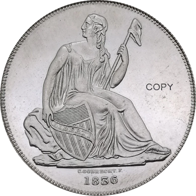 

Соединенные Штаты Америки 1836 один доллар гобрехт ниже медаль выравнивание I латунные серебряные копировальные монеты