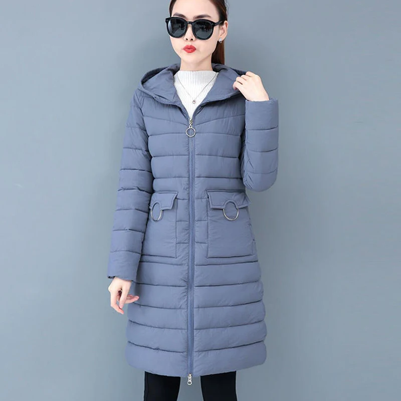 

Зимняя женская длинная хлопковая стеганая куртка для женщин средней длины, тонкие теплые пальто с капюшоном, верхняя одежда, новинка, хаки, ...