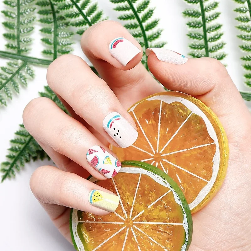 24 шт. маленькие накладные ногти для детей модные милые фрукты животные