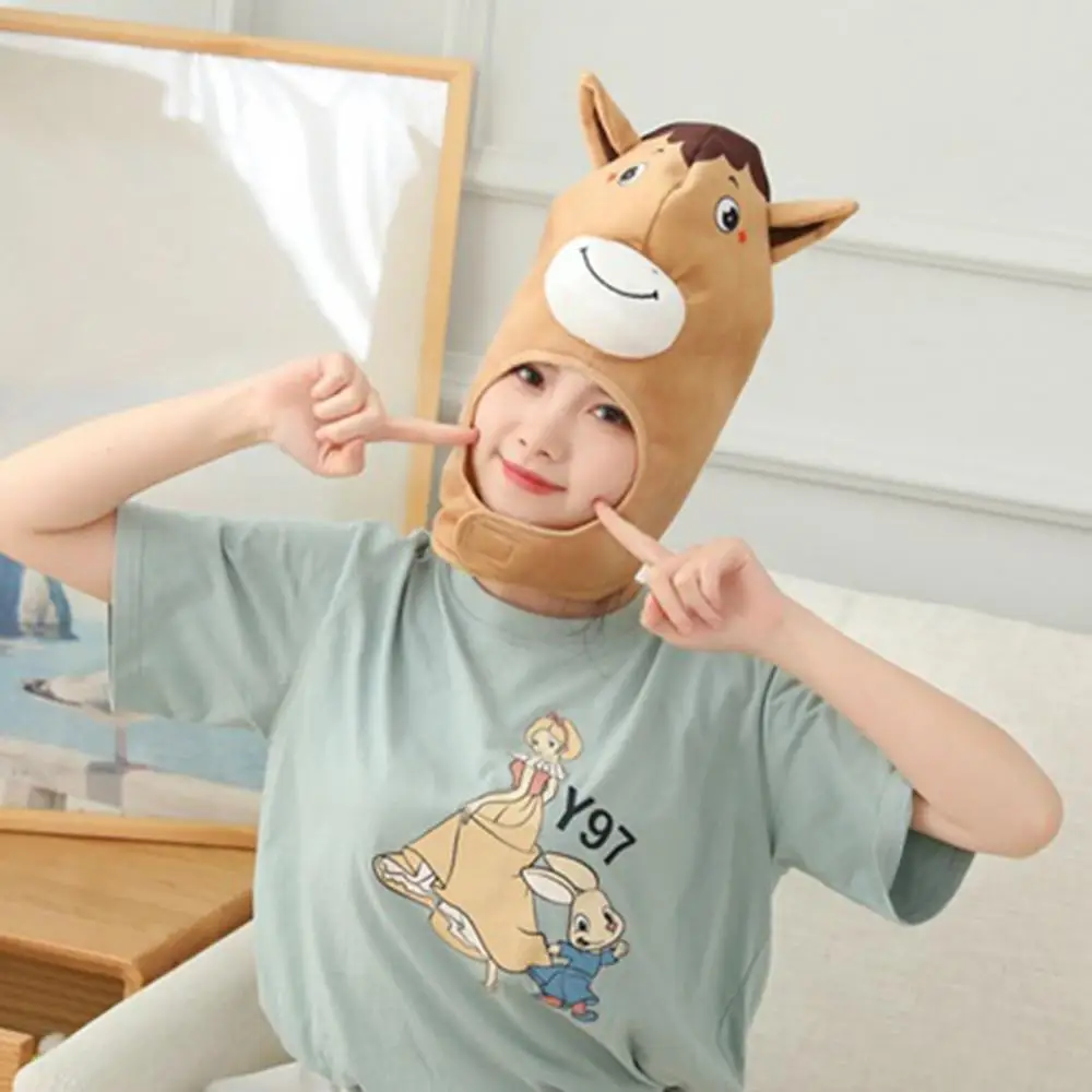 Cute Bee Sloth Parrot Cow Horse Head Soft Plush Doll Headgear Hat Sleeping Toy | Игрушки и хобби