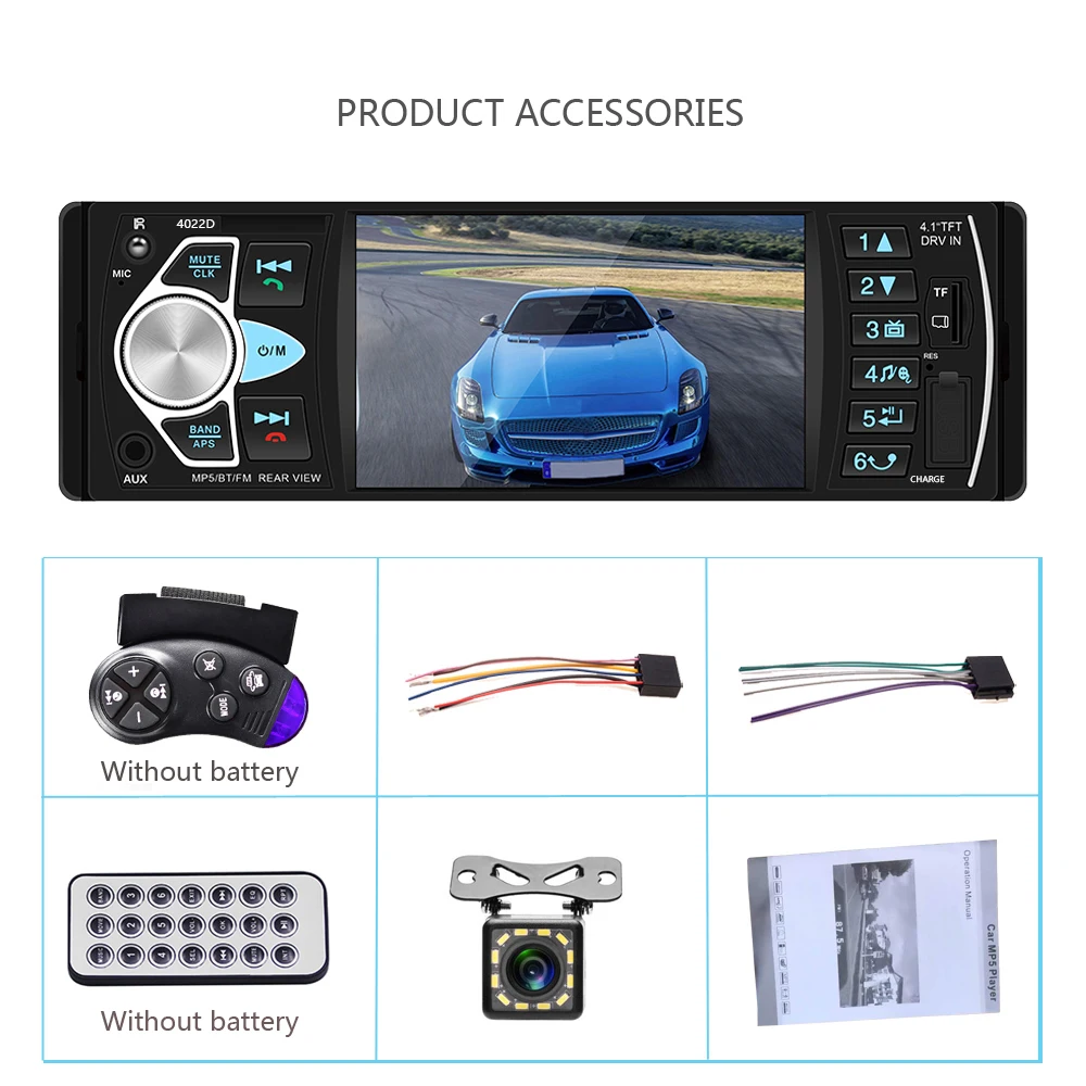 With 12 LED Camera AMPrime 4022D 4,1 дюймов 1 Din автомагнитола Авто Аудио Стерео Авторадио bluetooth Поддержка камеры заднего вида USB рулевое колесо дистанционного управления - Цвет: With 12 LED Camera