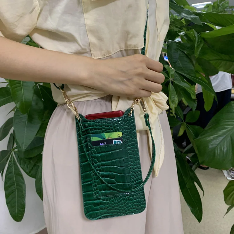 Новый зеленый чехол для телефона с узором сумка Для женщин Крокодил бумажник из