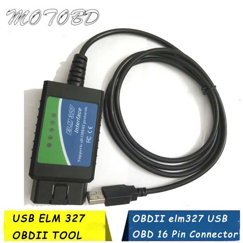 Автомобильный диагностический сканер OBD2 ELM327 зеленая этикетка новый V2.1 ELM 327 USB