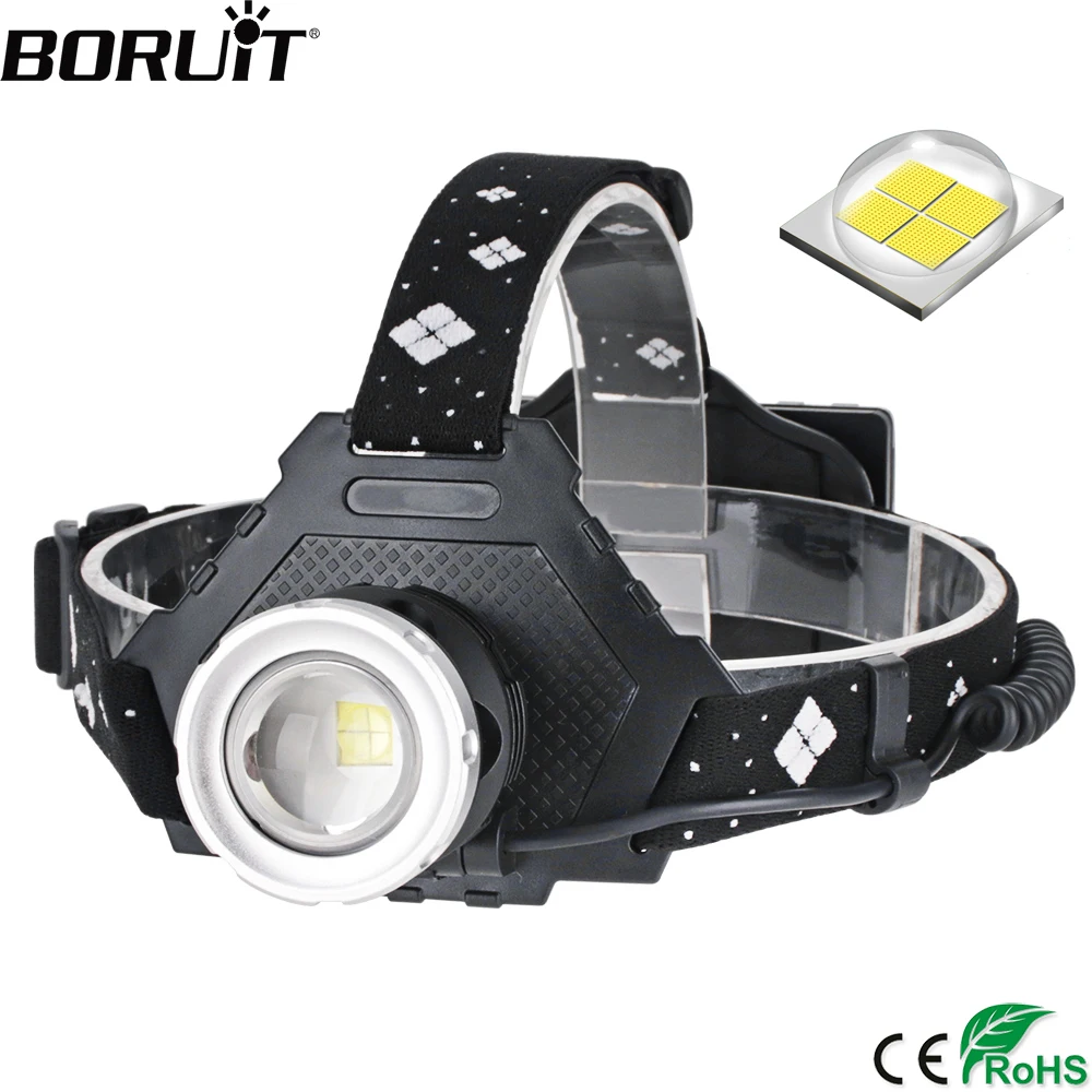 BORUiT XHP50.2 светодиодный налобный фонарь 2000LM 5 режимный зум Фара перезаряжаемая 18650