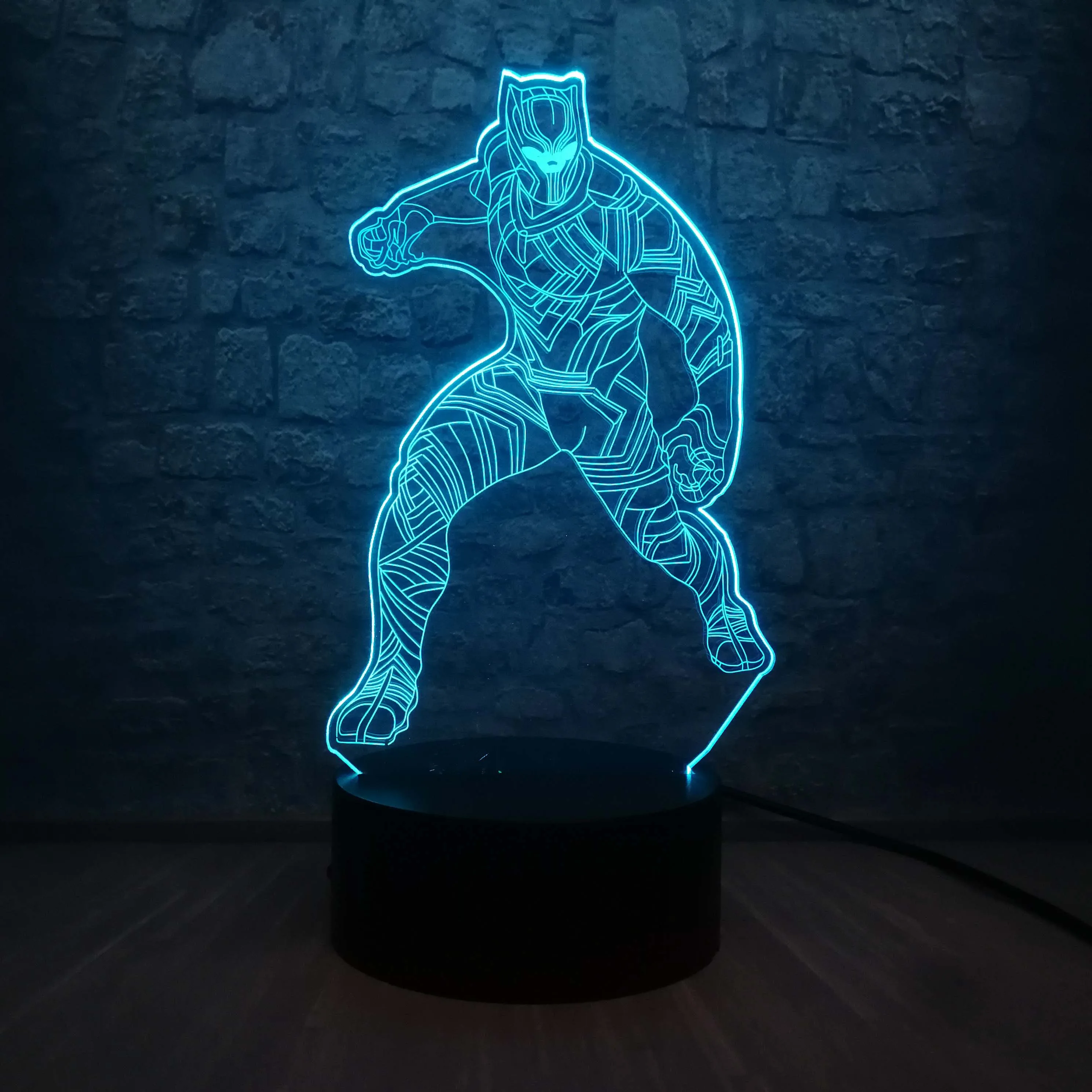Black base 4 Мстители 3D лампа USB ночник RGB Черная пантера герой комиксов 7 цветов Настольная лампа Праздничная Вечеринка настроение Лава детская игрушка подарок - Испускаемый цвет: Black base 4