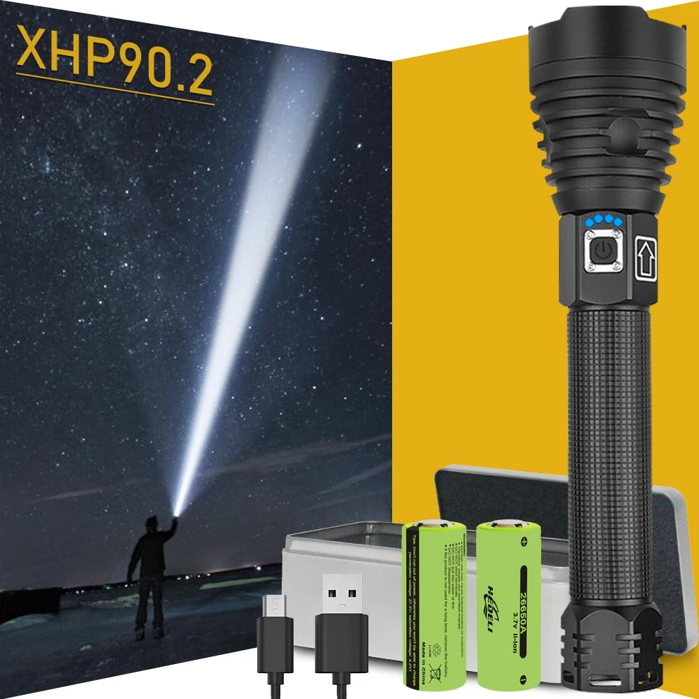 

300000 лм xhp90.2 самый мощный светодиодный фонарик usb xhp50 перезаряжаемые тактические фонари 18650 или 26650 ручная лампа xhp70 Годовая гарантия 90 дней бе...