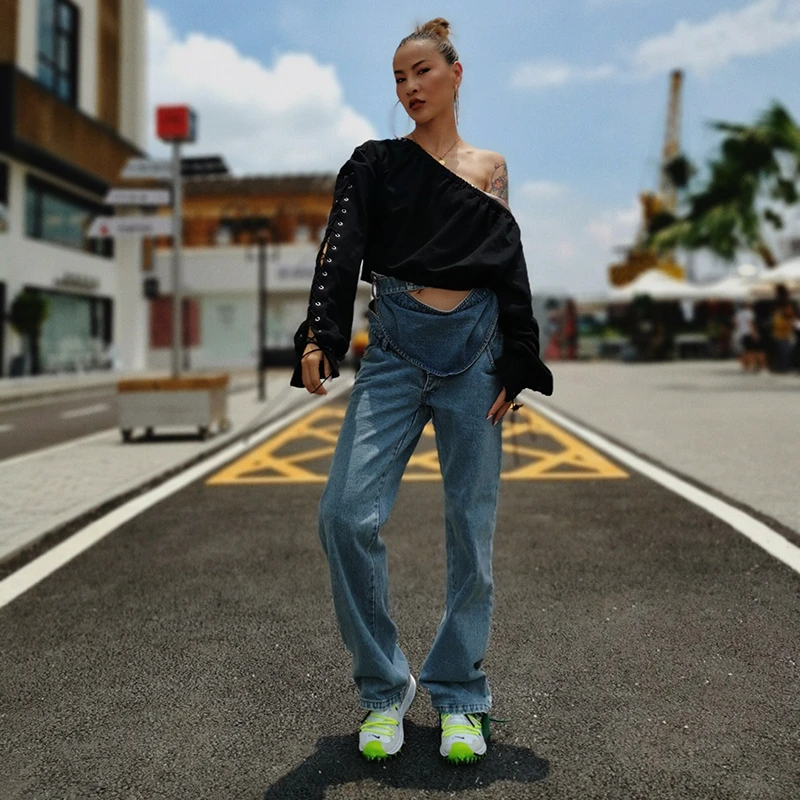 CHICEVER сексуальная женская рубашка с рюшами открытыми плечами рукавами-фонариками