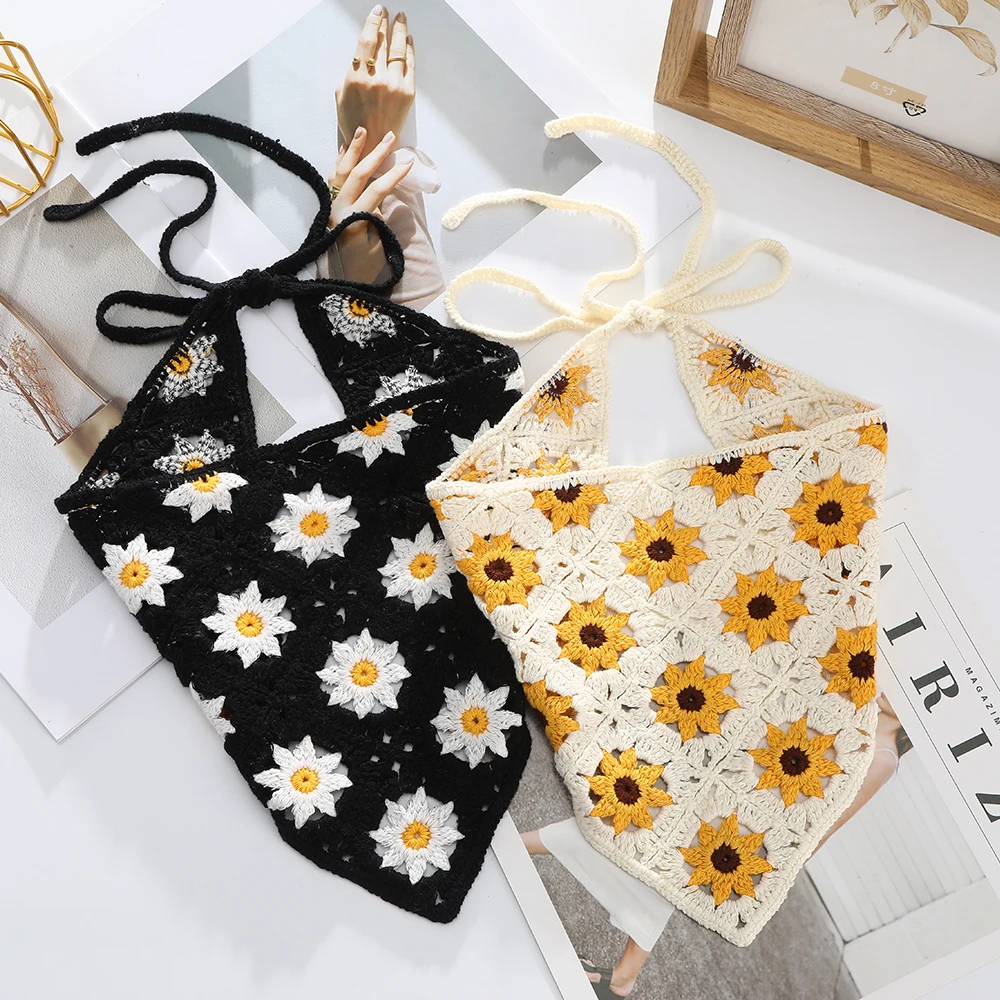 AWAYTR для женщин лента волос с цветочным рисунком новая крючком треугольные