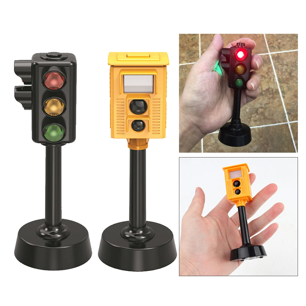 L&aacute;mpara de se&ntilde;al de tr&aacute;fico de pl&aacute;stico en miniatura para ni&ntilde;os, luz de sonido, juguetes educativos-5