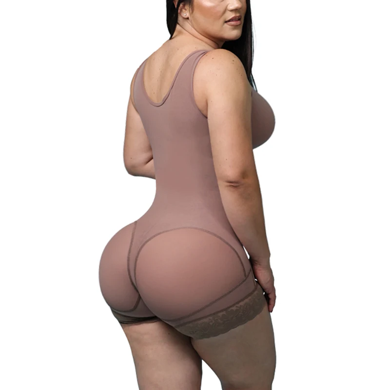 High Compression Girdle With Sleeveless Bra Slimming Bodysuit With Zipper Waist Trainer Body Shaper Tummy