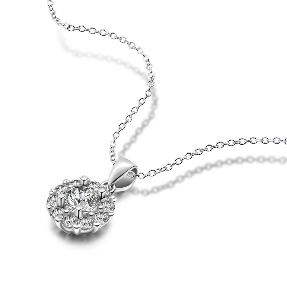 Роскошная яркая подвеска 1ct CZ короткая цепочка из стерлингового серебра 925 пробы