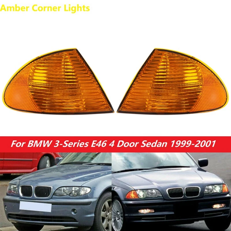 

1 пара парковых сигнальных угловых габаритных огней для объективов-BMW 3 серии E46 1998-2001 4 двери янтарные 63136902765 63136902766