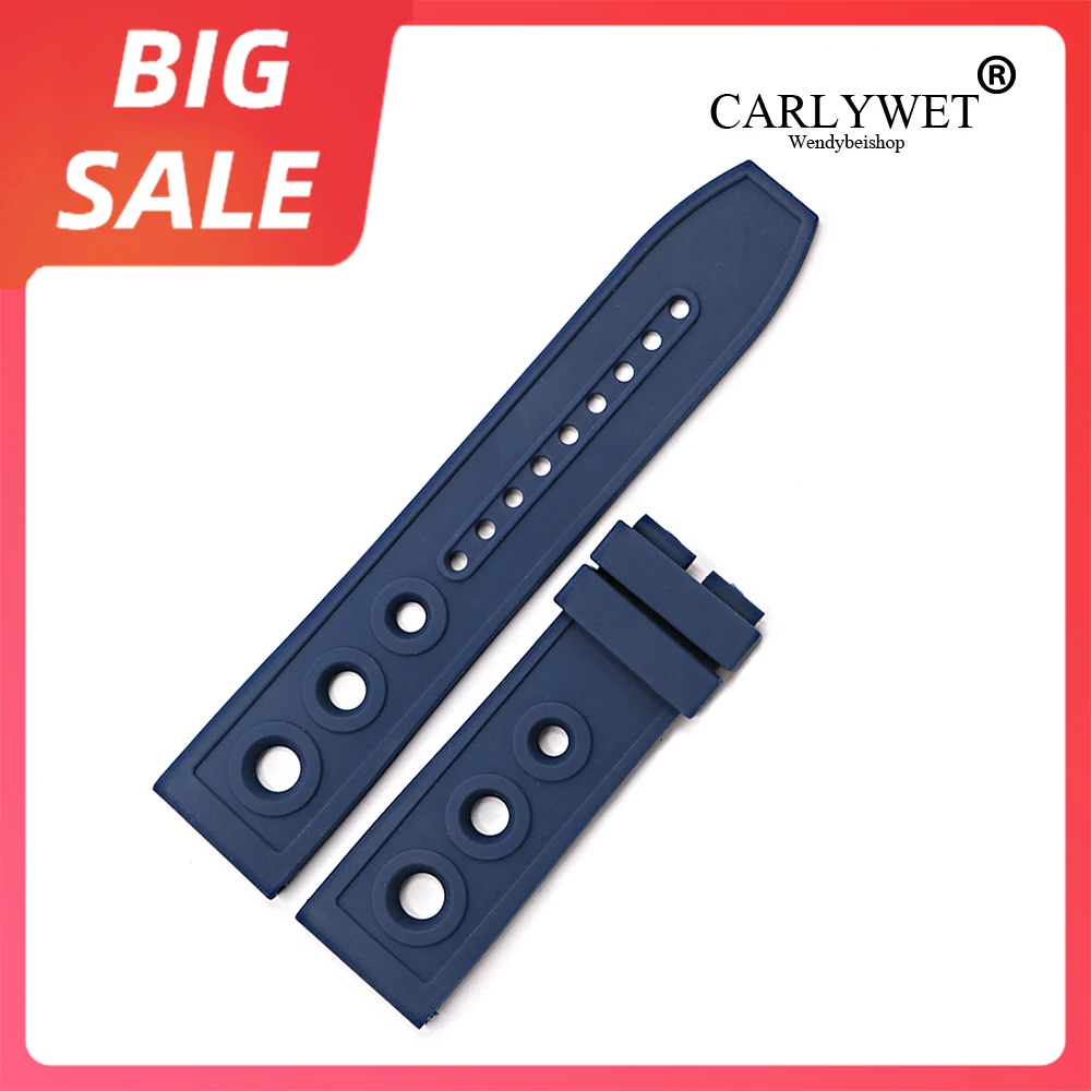 

CARLYWET 22 24mm Yellow High Quality Rubber Silicone Replacement Wrist Watch Band Loops Belt For Breitling Seiko Tudor Panerai