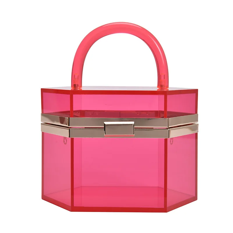 

border bag women's 2021 net red new acrylic transparent fashion personality hexagonal portable small box cosmetic bag