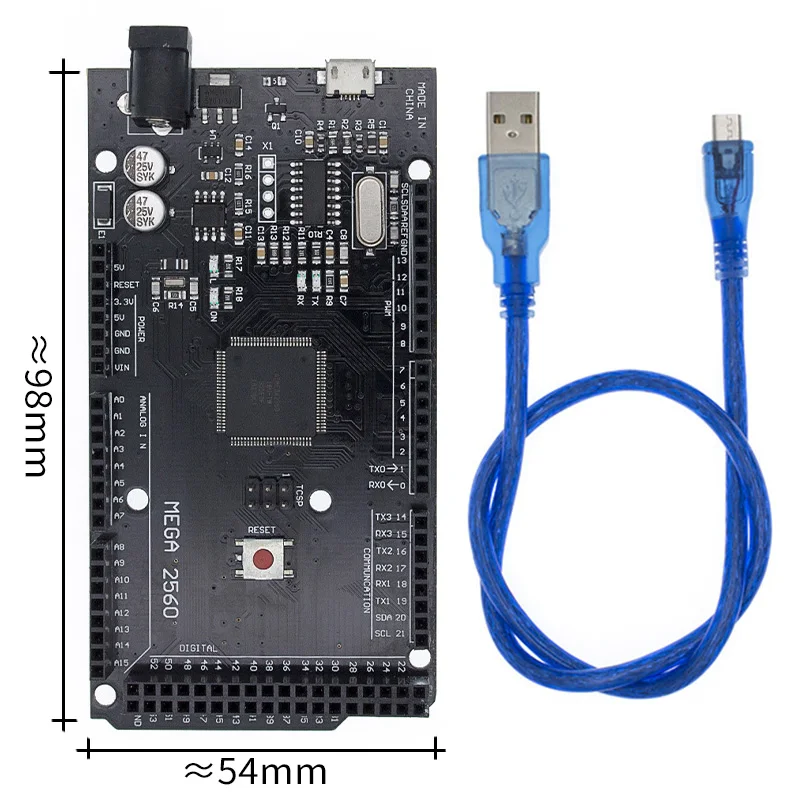 Tenstar Robot MEGA2560 R3 MEGA2560(ATmega2560-16AU CH340G) USB Совместимость Мега 2560 - Цвет: Black with Cable