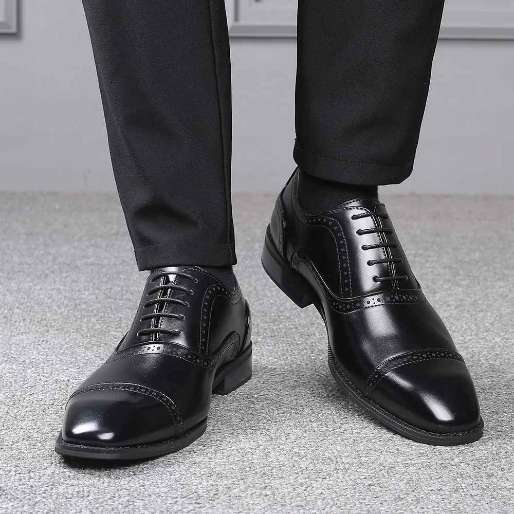 Мужские кожаные оксфорды ручной работы деловые мужские туфли на плоской подошве