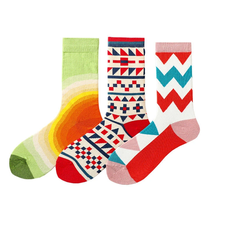 

5 Pairs Mens sock Brand Diamond Ramen Astronaut Pattern Hip hop Cool Socks for Men four seasons Thick Long Funny Woman Socks