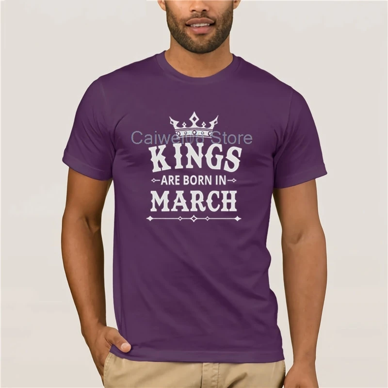 

personality T-shirt Harajuku Short Sleeve Men Top KINGS Are Born In March Birthday On 100% Cotton Men's Sportswear T-shirts