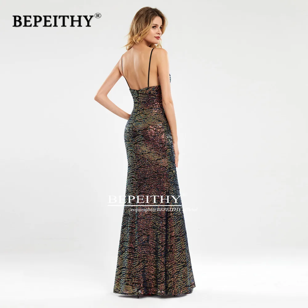 Женское длинное вечернее платье BEPEITHY яркое коктейльное с блестками для