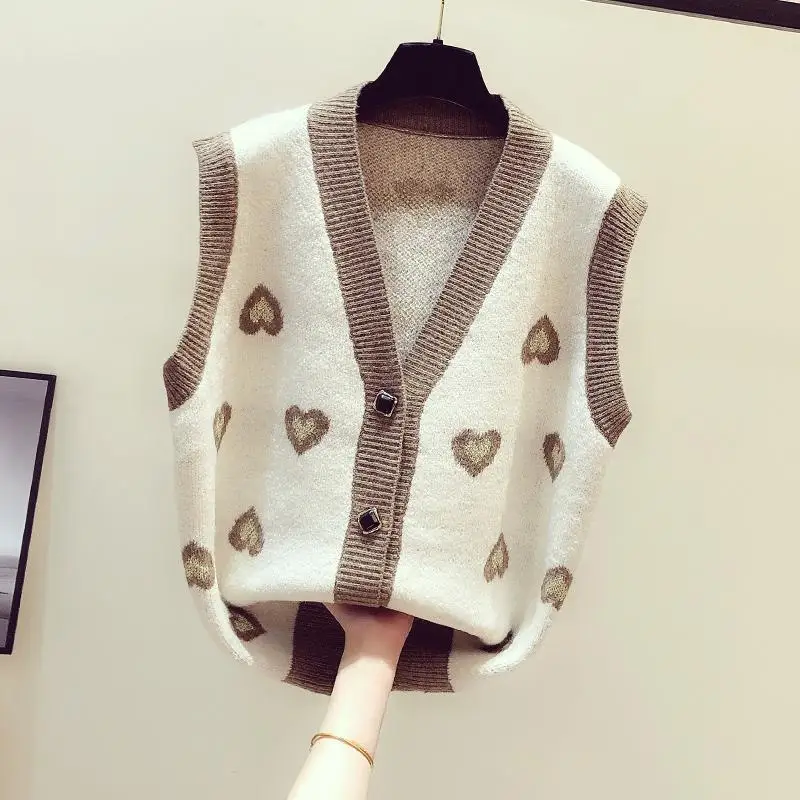 

Женский жилет, универсальный вязаный кардиган на осень и зиму, новинка 2022, свитер с V-образным вырезом, женская одежда в стиле ретро